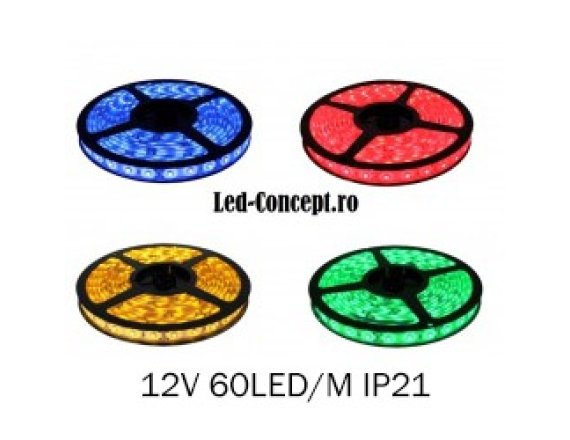 Banda  LED 3528 60 SMD Color Interior 3528-60IP21C